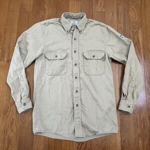 Tyndale FRC‎ Men’s FR Work Shirt Small Long Sleeve Tan Flame Resistant CAT 2 9